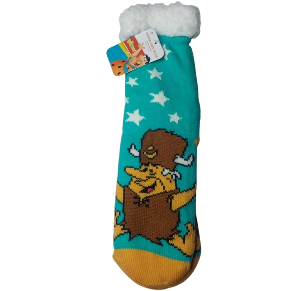 🥳 FREE with purchase- Flintstone Sherpa lined gripper bottom slipper socks - Picture 2 of 7